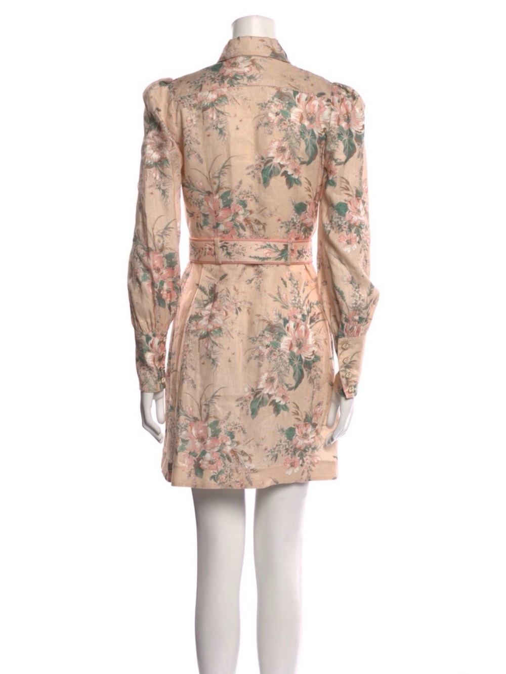 Zimmermann Peach Floral Belted Mini Dress Like New size 0 - Picture 2 of 2